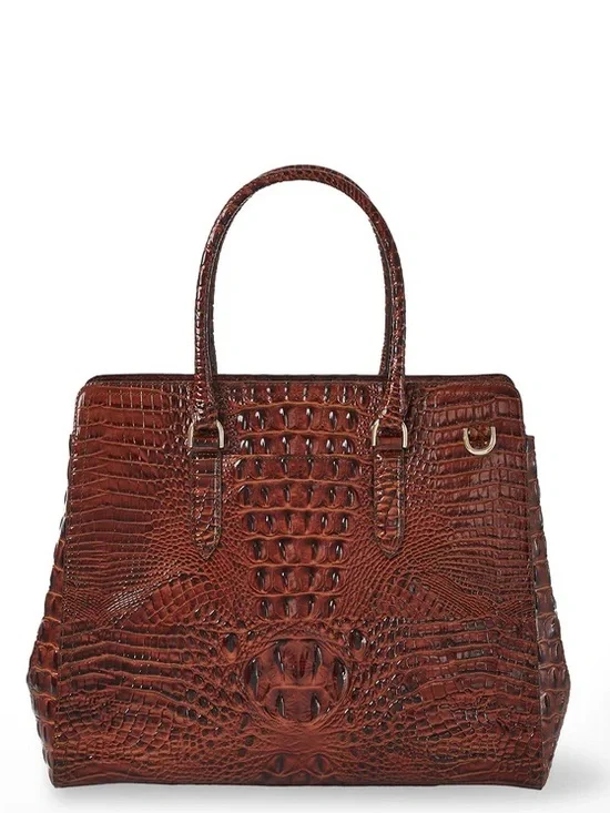 New Without Tags Brahmin Finley Satchel Croc-Embossed Leather - Picture 3 of 15